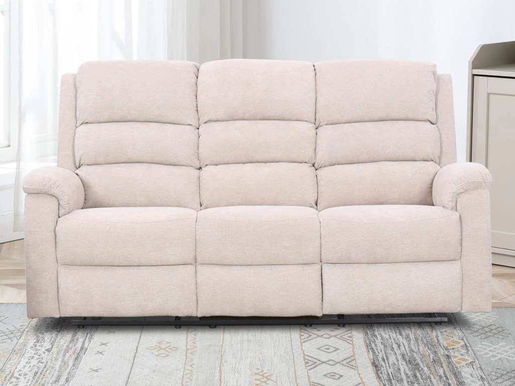 Canapé 3 Places Relax électrique En Tissu Beige Avec Tablette NEVERS