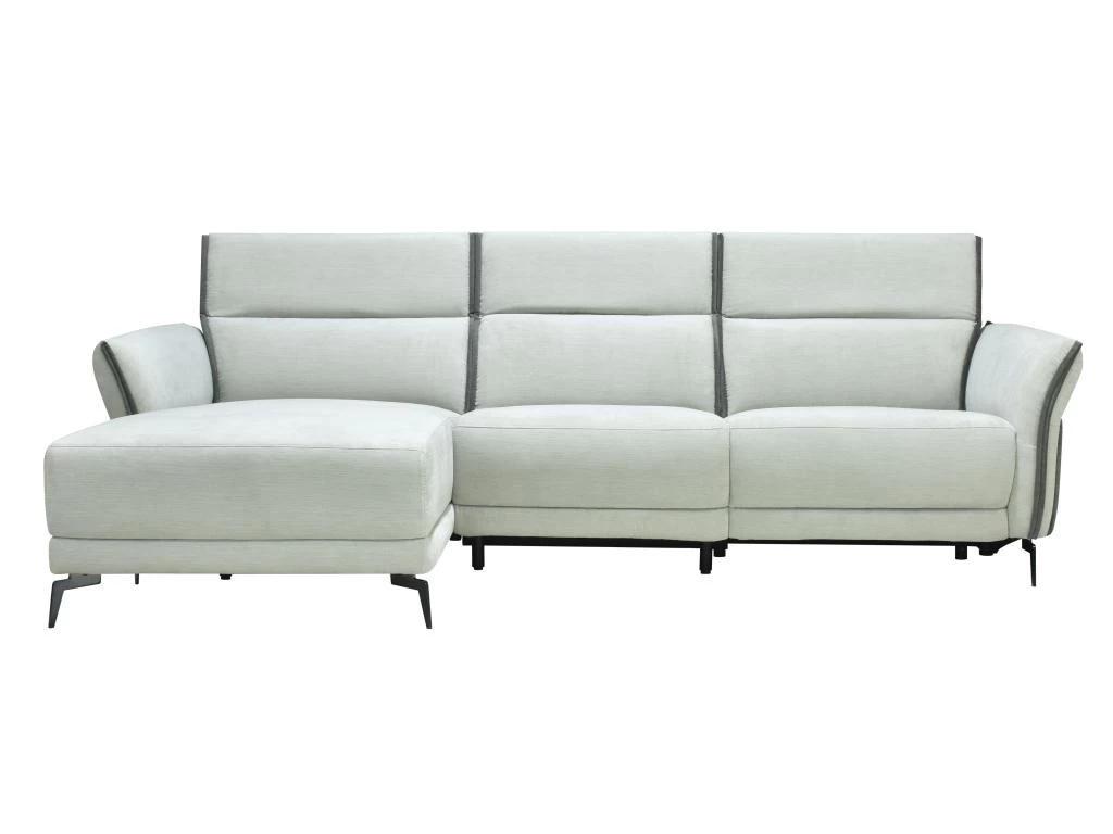 Canapé D'angle Gauche Relax électrique En Tissu Gris Clair Et Gris Anthracite GERALDINE – Image 6