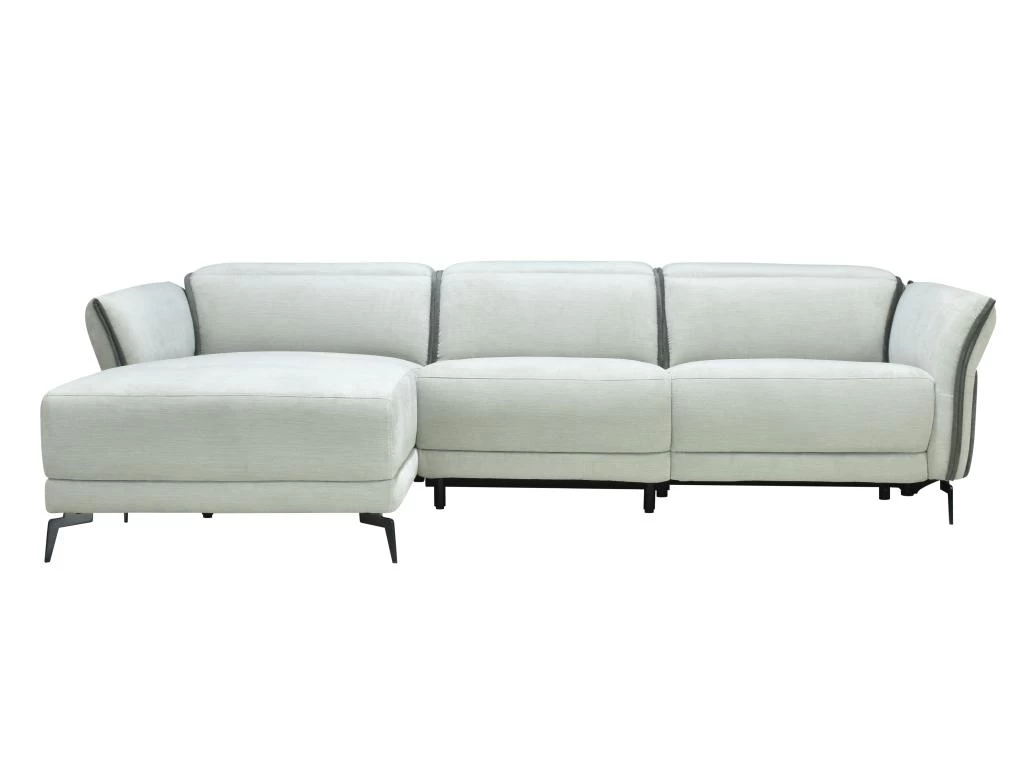 Canapé D'angle Gauche Relax électrique En Tissu Gris Clair Et Gris Anthracite GERALDINE – Image 3