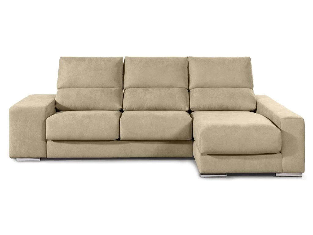 Canapé D'angle Droit Relax En Tissu Beige Avec Têtières FERNANDO – Image 3