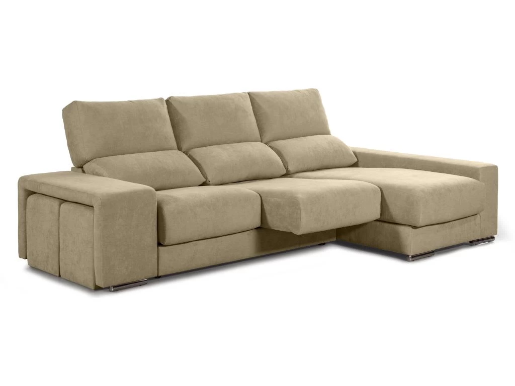 Canapé D'angle Droit Relax En Tissu Beige Avec Têtières FERNANDO – Image 2