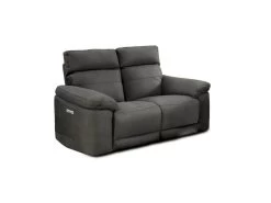 Canapé Relaxation 2 Places Motorisé En Tissu Gris Anthracite - CLARA