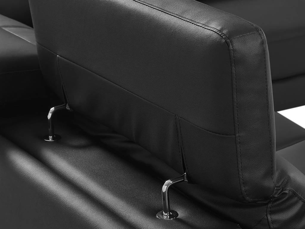 Canapé D'angle Droit Relax électrique En Cuir De Vachette Noir PUNO II – Image 11