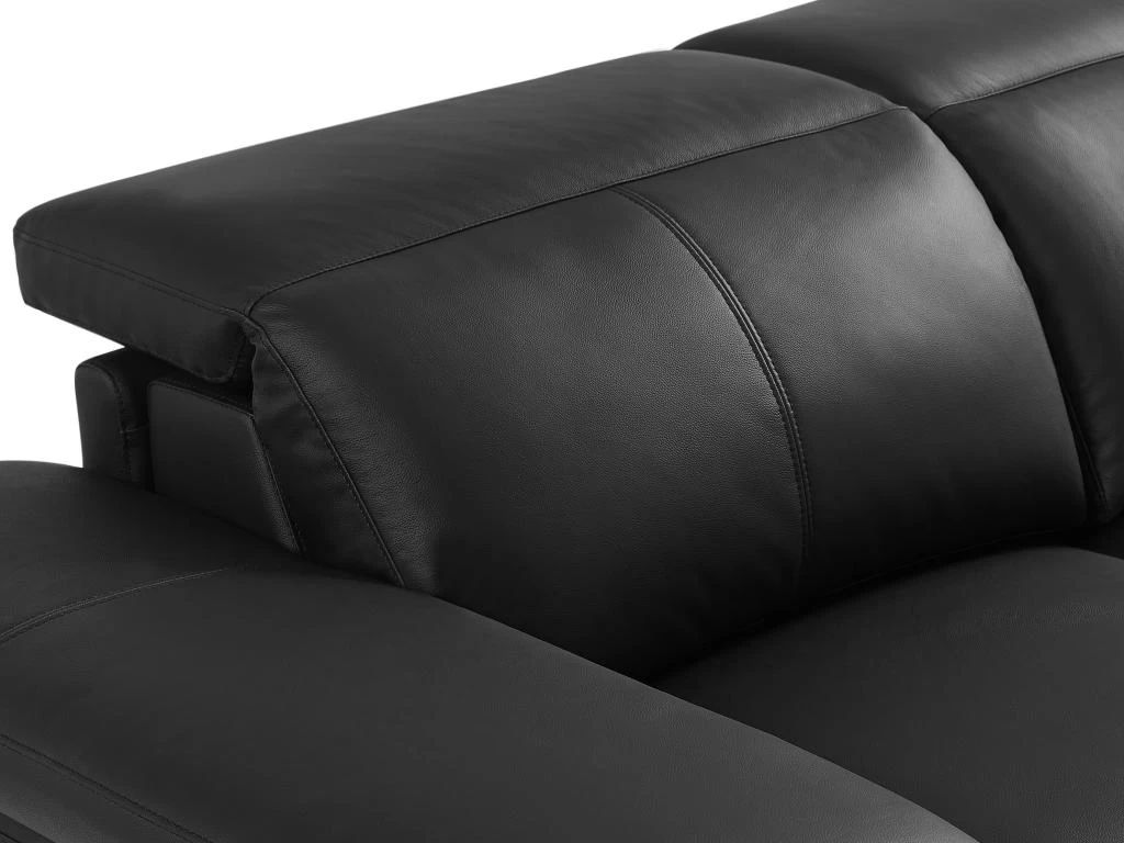 Canapé D'angle Droit Relax électrique En Cuir De Vachette Noir PUNO II – Image 7