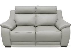 Canapé 2 Places Avec 2 Relax En 100% Tout Cuir épais Luxe Italien - 2 Relax électriques, Gris Clair. BERN