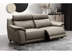 Canapé 3 Places Avec 2 Relax En 100% Tout Cuir épais Luxe Italien - 2 Relax électriques, Taupe. BERN