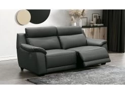 Canapé 3 Places Avec 2 Relax En 100% Tout Cuir épais Luxe Italien - 2 Relax électriques, Anthracite. BERN