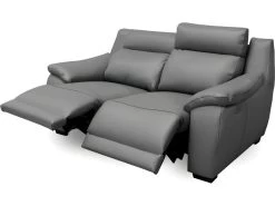 Canapé 2 Places Avec 2 Relax En 100% Tout Cuir épais Luxe Italien - 2 Relax électriques, Gris Foncé. BERN