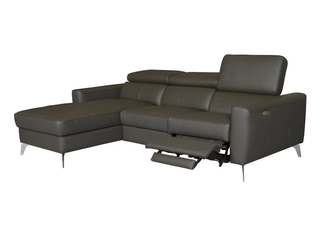 Canapé D'angle En Cuir Italien De Luxe 5 Places BOTERO, Avec Relax électrique, Chocolat, Angle Gauche – Image 3