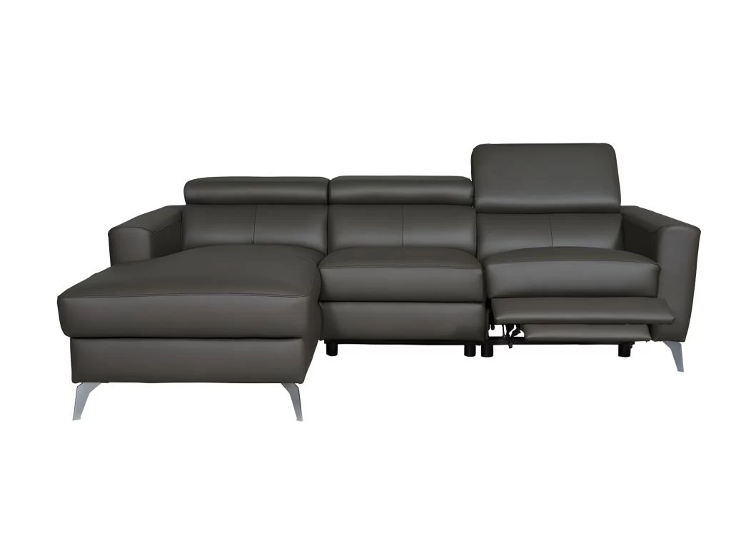 Canapé D'angle En Cuir Italien De Luxe 5 Places BOTERO, Avec Relax électrique, Chocolat, Angle Gauche – Image 4