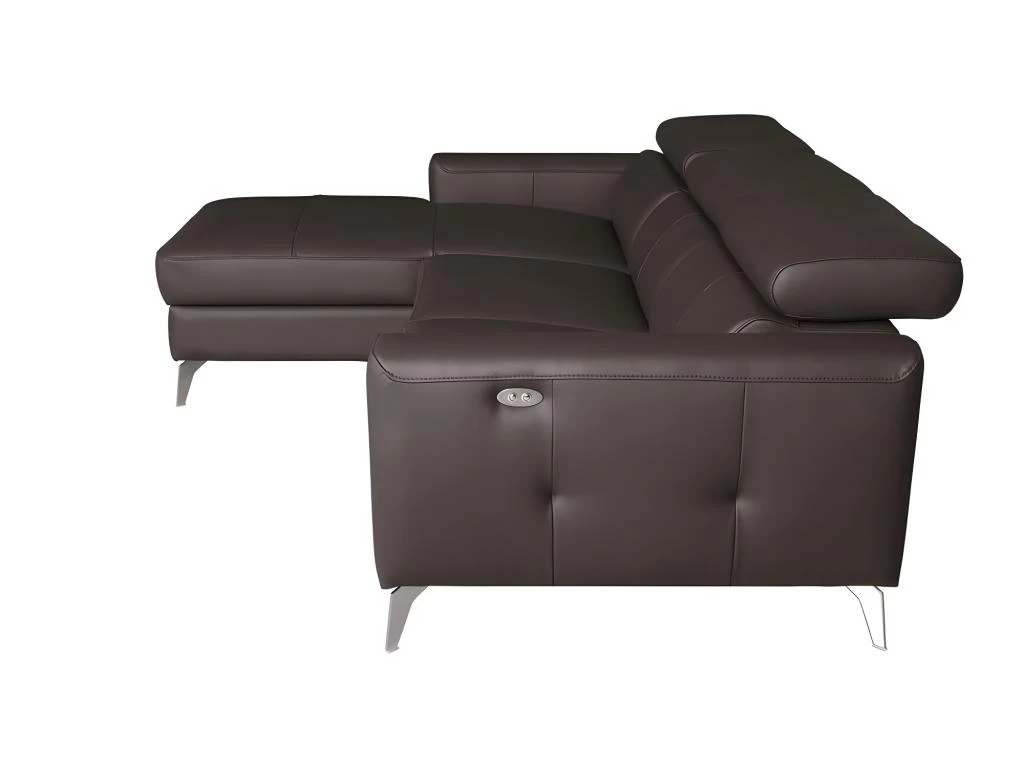Canapé D'angle En Cuir Italien De Luxe 5 Places BOTERO, Avec Relax électrique, Chocolat, Angle Gauche – Image 6