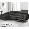 Canapé D'angle En Cuir Italien De Luxe 5 Places BOTERO, Avec Relax électrique, Noir, Angle Gauche