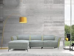 Canapé D'angle Droit Relax électrique En Tissu Gris Et Jaune GERALDINE