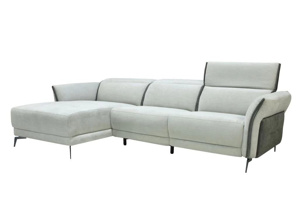 Canapé D'angle Gauche Relax électrique En Tissu Gris Clair Et Gris Anthracite GERALDINE – Image 7