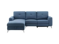 Canape Dangle Gauche Avec 1 Place Relax Electrique + Coffre - Tissu Bleu - L 260 X P 51 X H 90 Cm - FRANKLIN