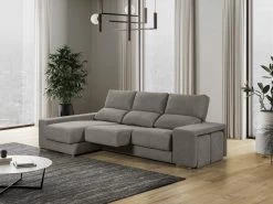 Canapé D'angle Gauche Relax En Tissu Gris Avec Têtières FERNANDO