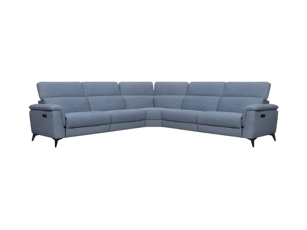 Canapé D'angle Panoramique Relax électrique - Tissu Bleu Clair - MELBOURNE