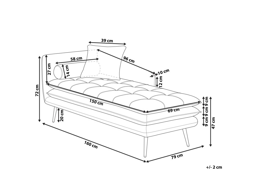 Chaise Longue Côté Gauche En Velours Orange Et Pieds Dorés GONESSE – Image 3