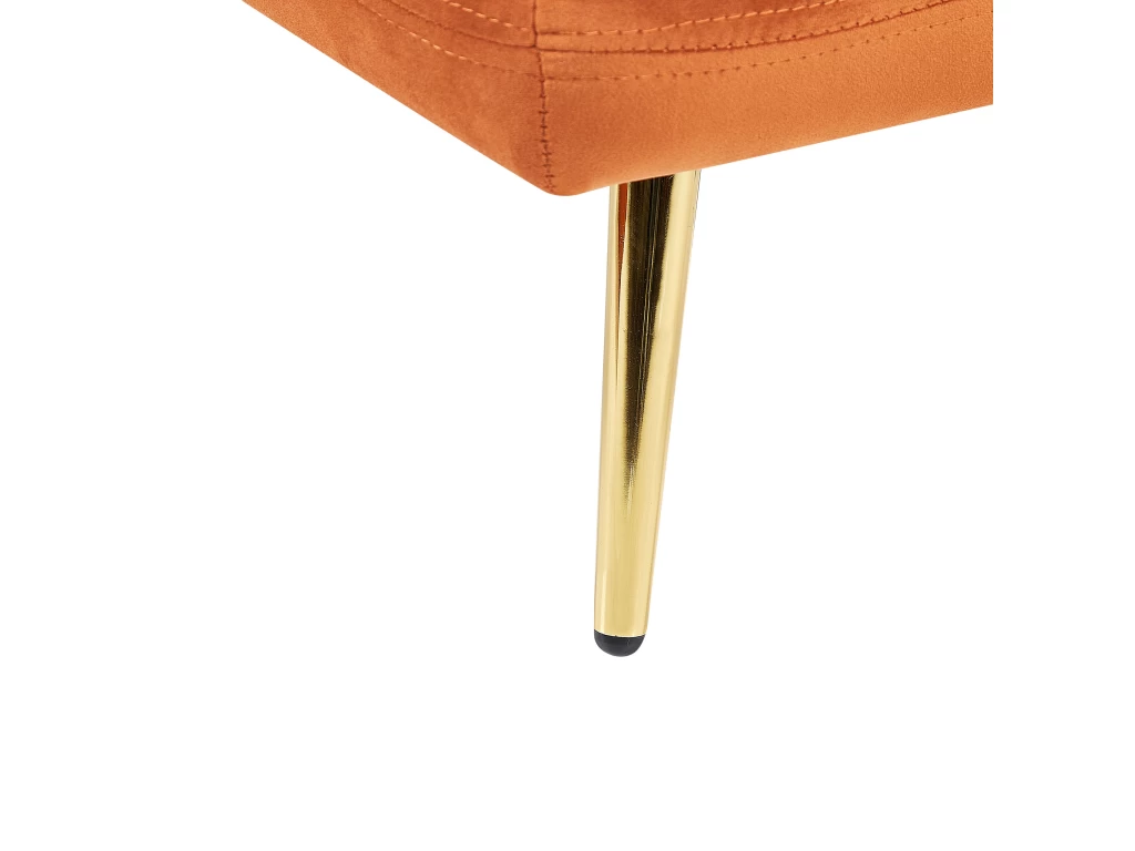 Chaise Longue Côté Gauche En Velours Orange Et Pieds Dorés GONESSE – Image 9