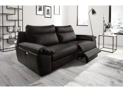 Canapé 3 Places Avec 2 Relax électriques En 100% Tout Cuir épais De Luxe Italien, PERINI, Noir