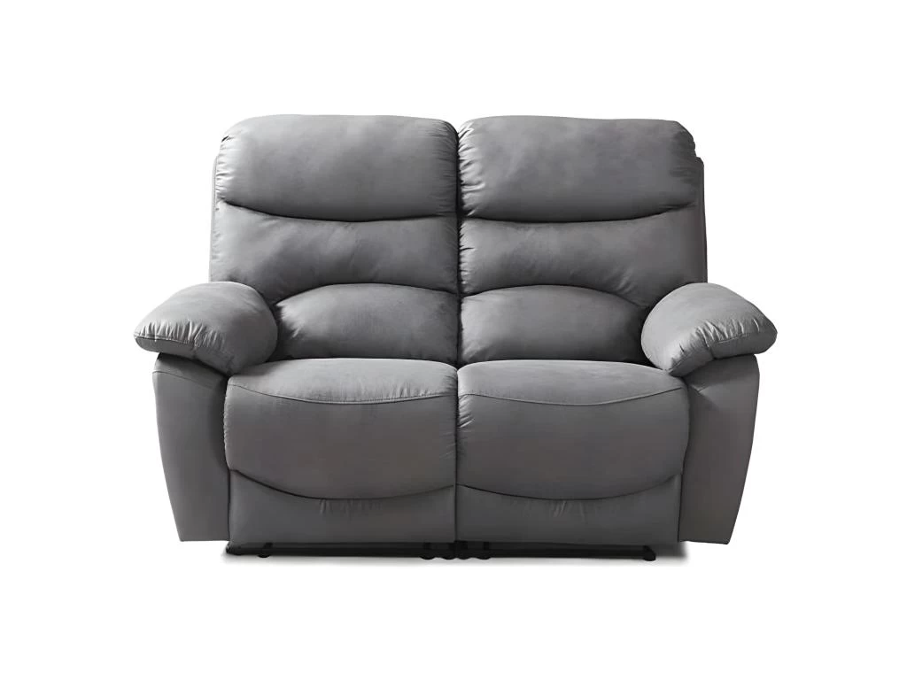 Canapé 2 Places Relax Manuel - Tissu Gris - SOBRAL