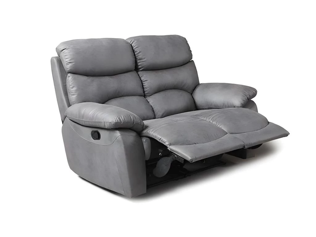 Canapé 2 Places Relax Manuel - Tissu Gris - SOBRAL – Image 3