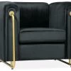 Fauteuil Art Déco Edward Cadre En Métal Doré Et Velours Noir