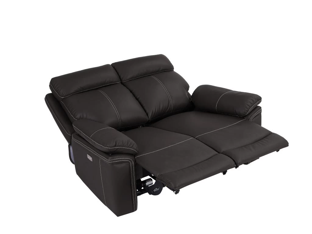 Canapé 2 Places Relax électrique En Cuir ISIRIS - Marron – Image 4