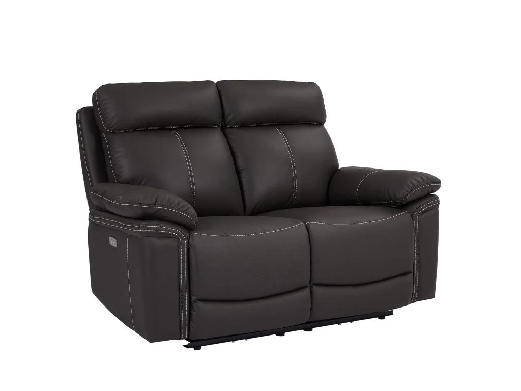 Canapé 2 Places Relax électrique En Cuir ISIRIS - Marron – Image 2