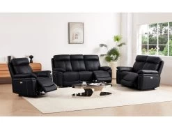 Canapé 3 Places Relax électrique En Cuir ISIRIS - Noir