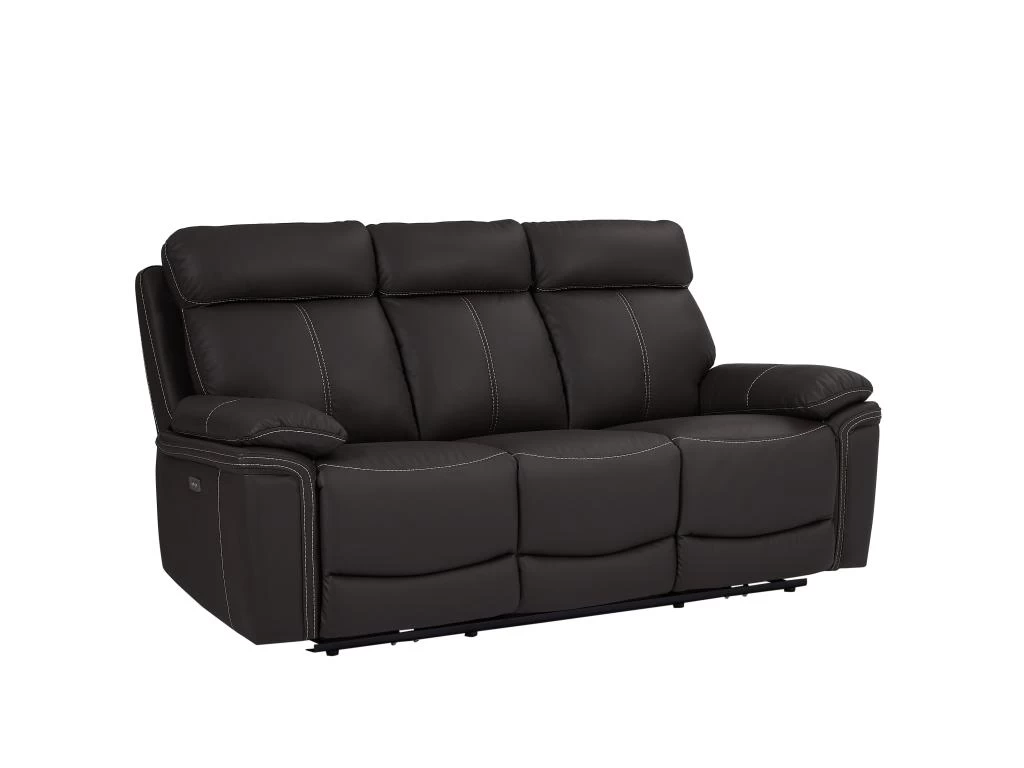 Canapé 3 Places Relax électrique En Cuir ISIRIS - Marron – Image 2