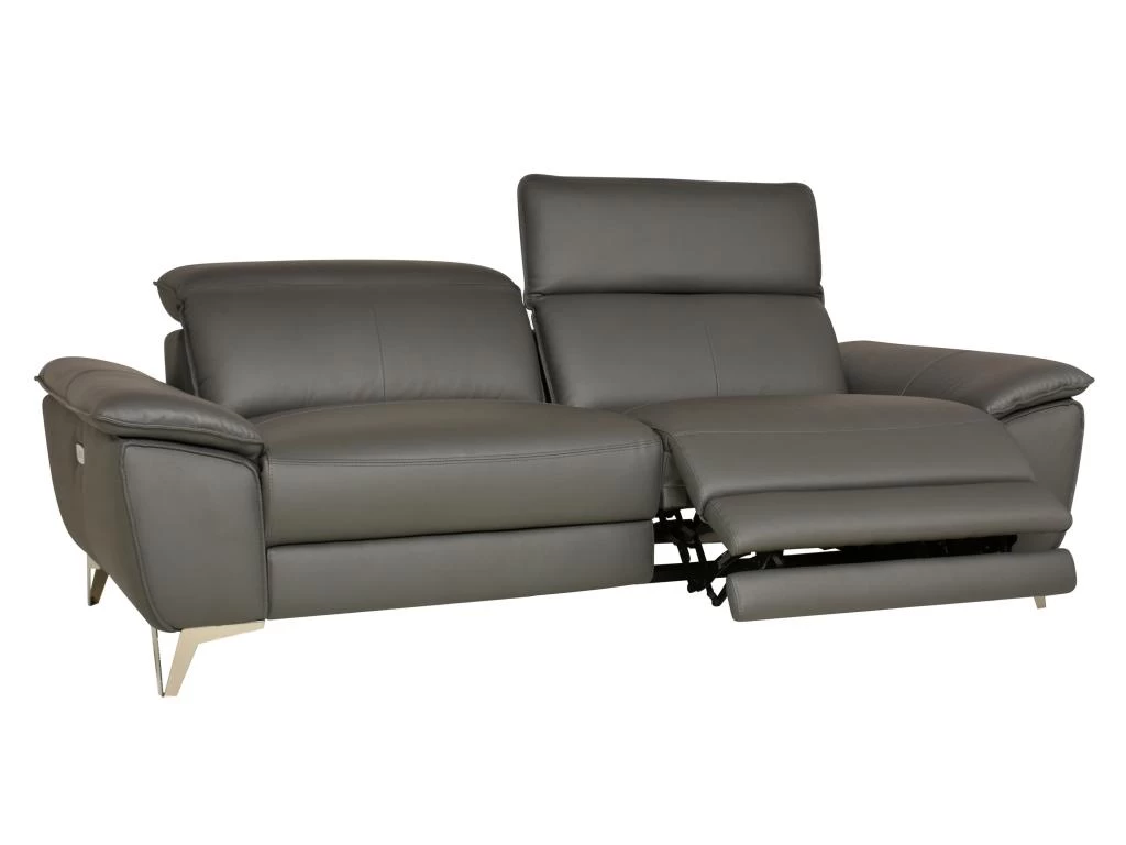 Canapé 3 Places Relax électrique En Cuir SPARTE - Anthracite – Image 2