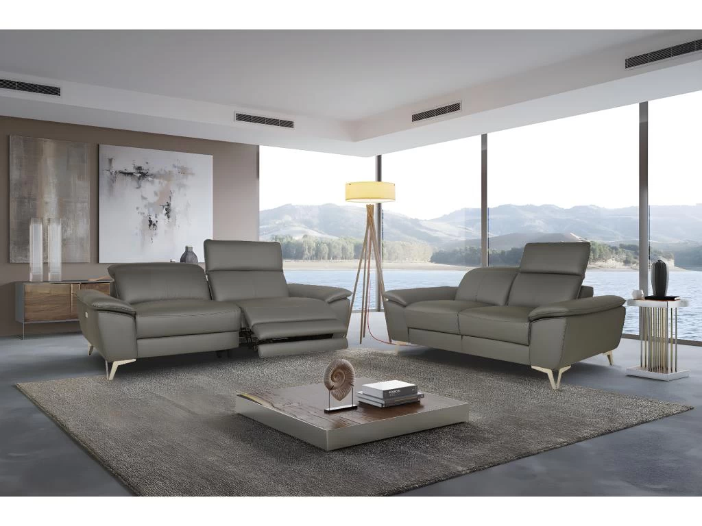 Canapé 3 Places Relax électrique En Cuir SPARTE - Anthracite – Image 3