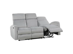 Canapé éléctrique Inclinable 3 Places En Velours Gris Clair VERDAL