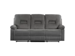 Canapé En Velours Gris 3 Places Inclinable Avec LED Et Port USB BERGEN