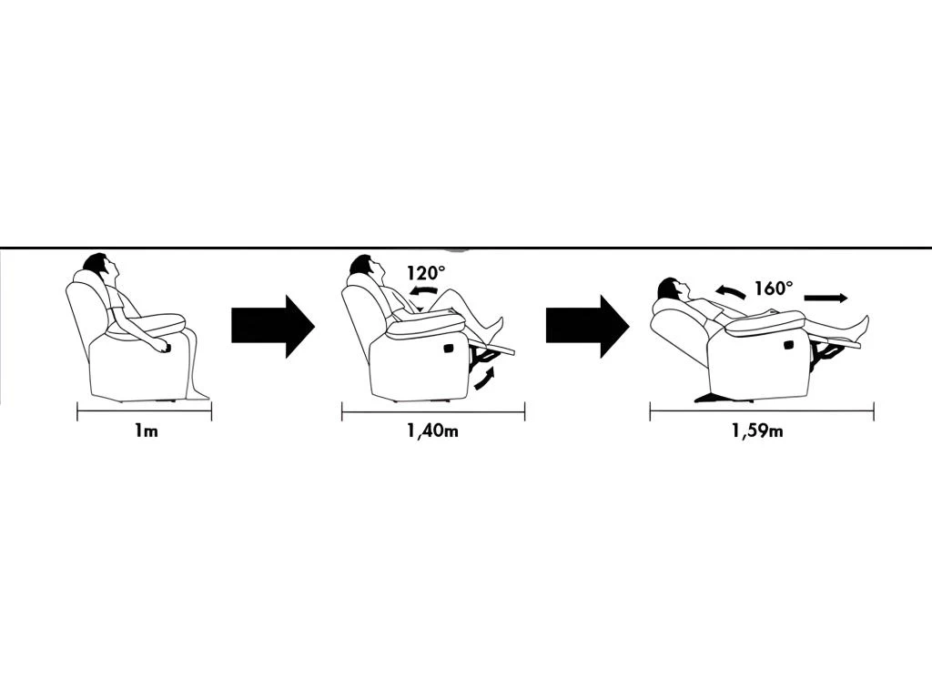 Canapé 2 Places Relax EVASION En Cuir - Gris Clair – Image 11
