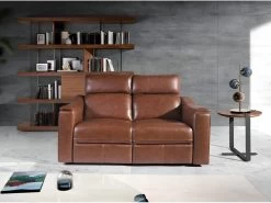 Canapé 2 Places En Cuir Brun Avec Relax 6165 ANGEL CERDA