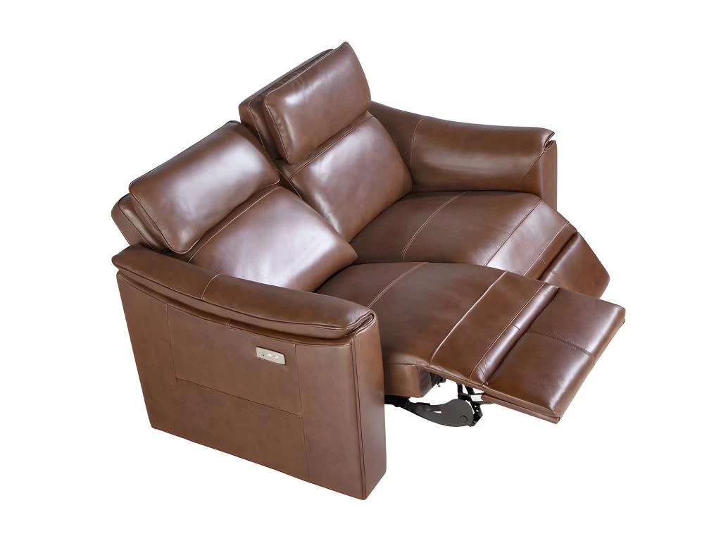 Canapé 2 Places En Cuir Brun Avec Relax 6165 ANGEL CERDA – Image 7