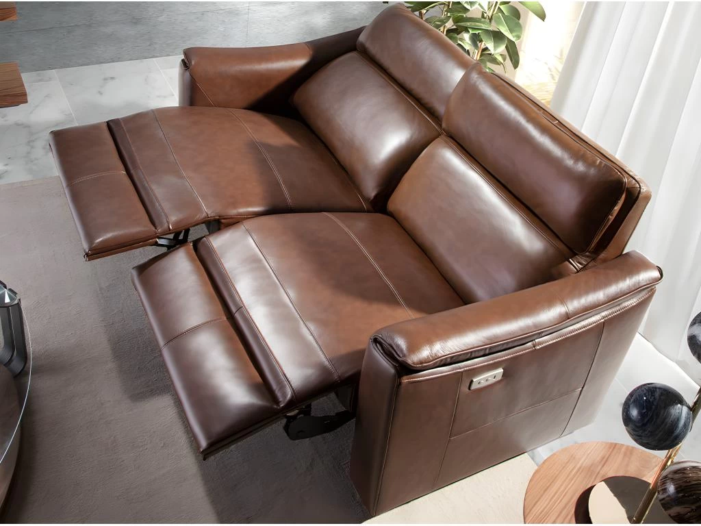 Canapé 2 Places En Cuir Brun Avec Relax 6165 ANGEL CERDA – Image 10