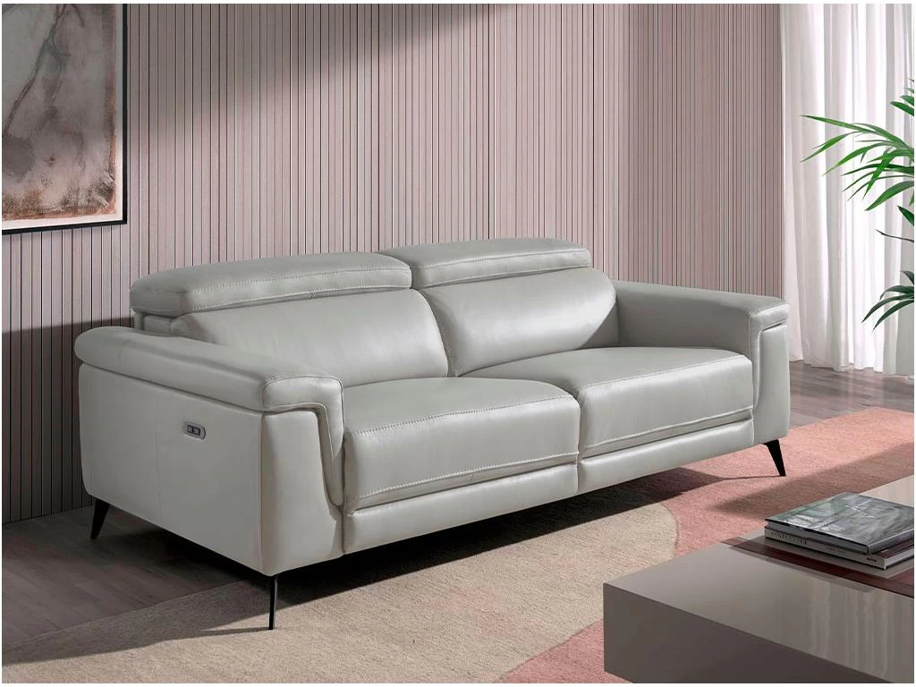 Canapé 3 Places Rembourré En Cuir Gris 6108 ANGEL CERDA – Image 3