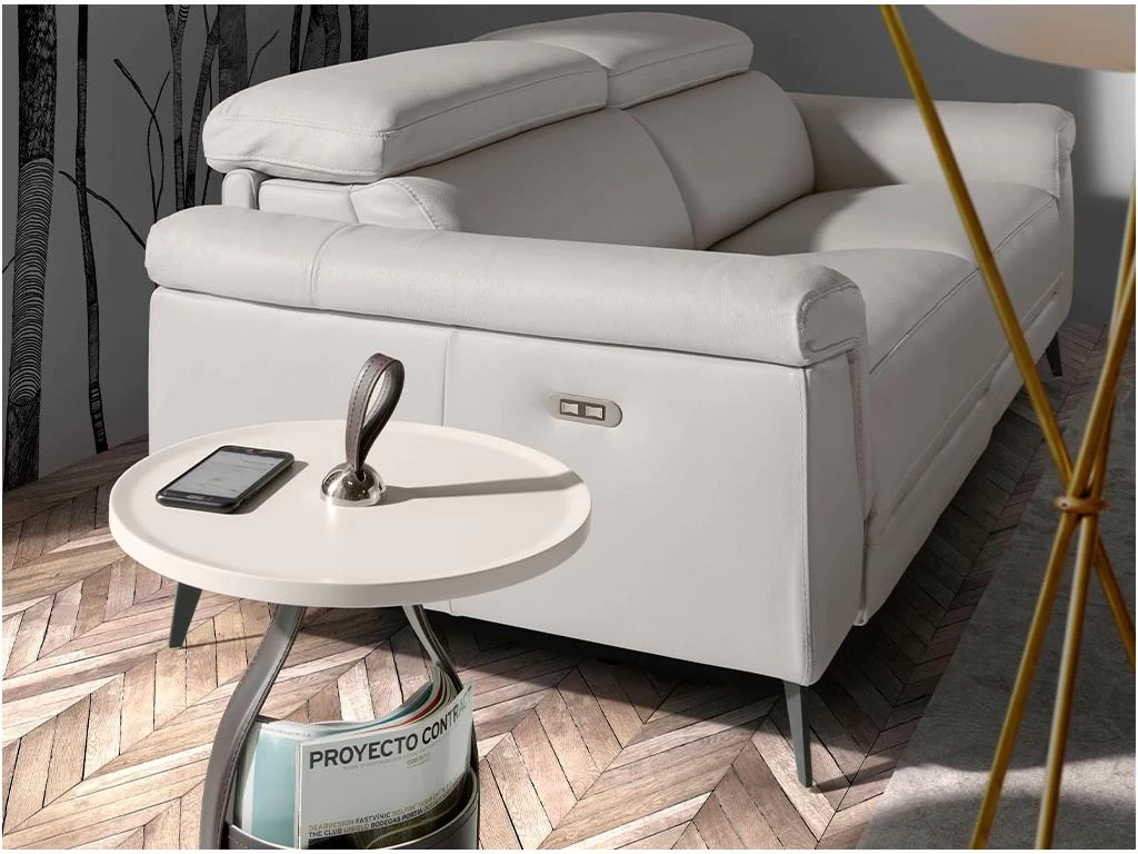 Canapé 3 Places Rembourré En Cuir Gris 6108 ANGEL CERDA – Image 8