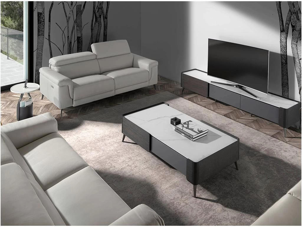 Canapé 3 Places Rembourré En Cuir Gris 6108 ANGEL CERDA – Image 9