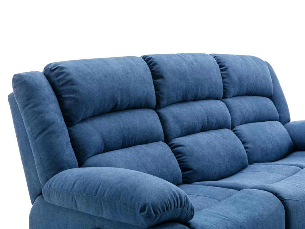 Canapé 3 Places Relax électrique En Tissu Bleu BUROLO – Image 7