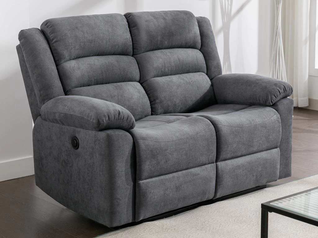 Canapé 2 Places Relax électrique En Tissu Gris BUROLO – Image 10