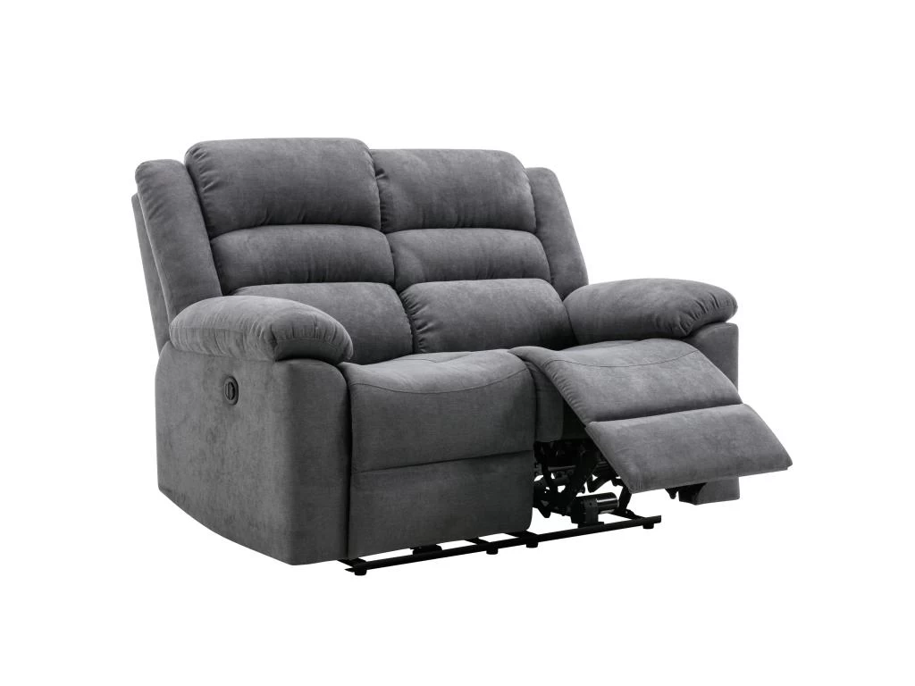 Canapé 2 Places Relax électrique En Tissu Gris BUROLO – Image 4