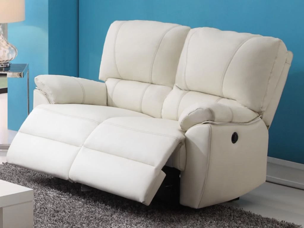Canapé 2 Places Relax électrique En Cuir MARCIS - Ivoire