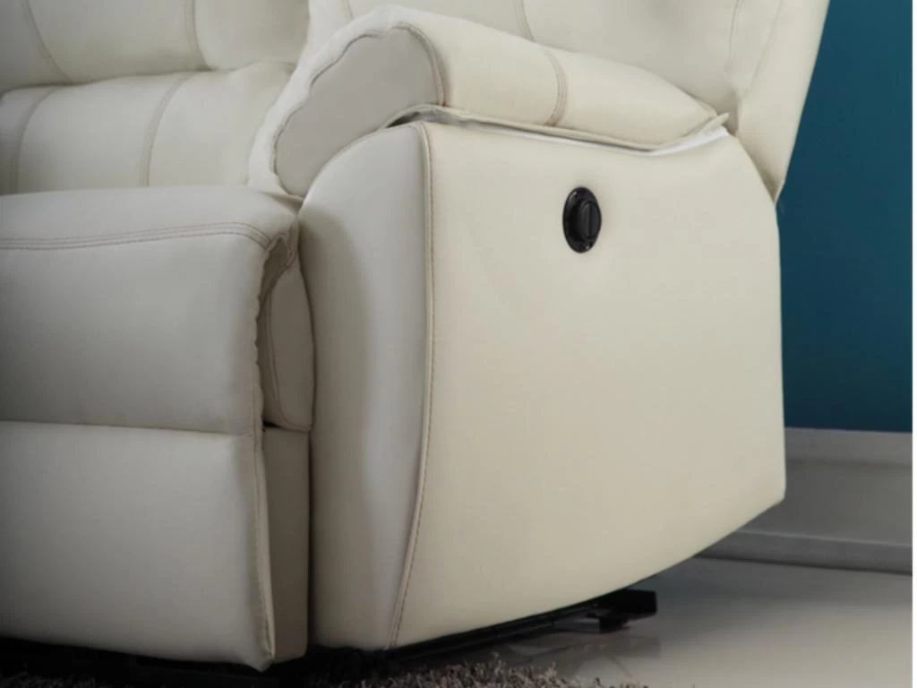 Canapé 2 Places Relax électrique En Cuir MARCIS - Ivoire – Image 5
