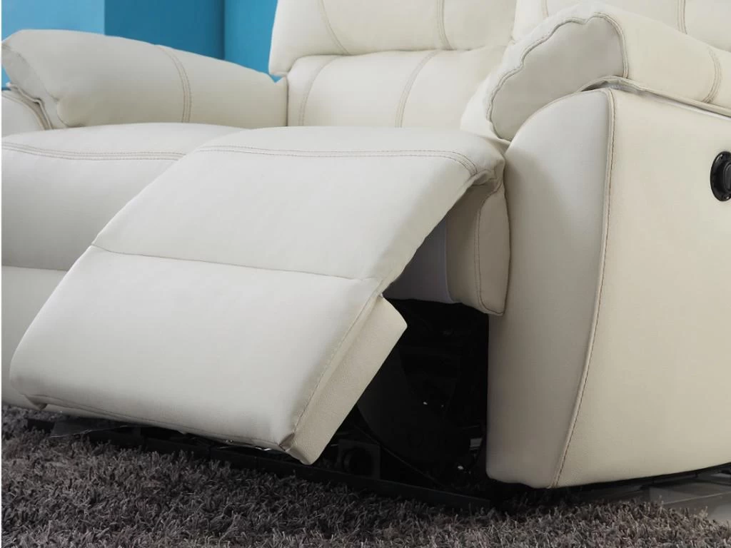 Canapé 2 Places Relax électrique En Cuir MARCIS - Ivoire – Image 4