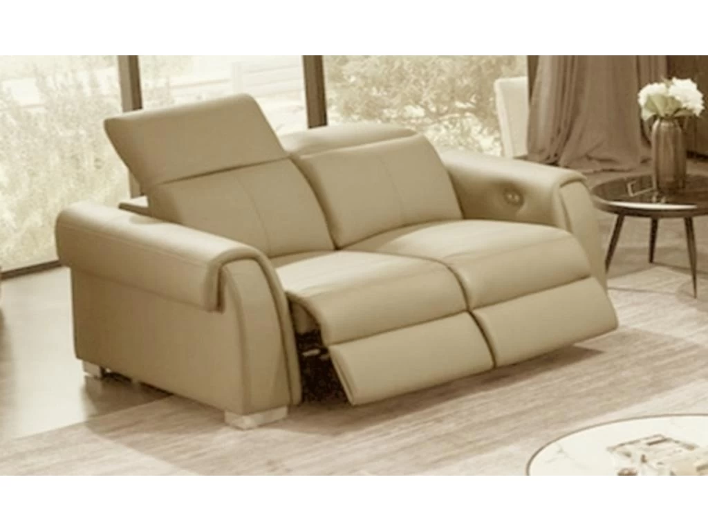Canapé 3 Places Avec 2 Relax électriques En Cuir Italien Buffle TOPRELAX, Beige – Image 2