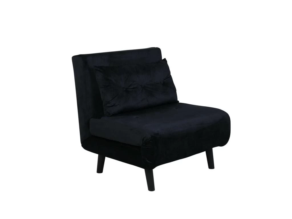 Vicky Canapé-lit ,fauteuil Velours Noir. – Image 3